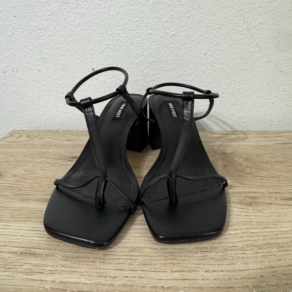 Nine West Gardeen Black Faux‎ Leather Strappy Sandal Womens Size 9 M - Picture 1 of 9